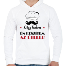 PRINTFASHION Légy kedves a szakáccsal - Férfi kapucnis pulóver - Fehér férfi pulóver, kardigán