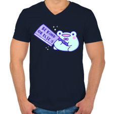 PRINTFASHION Légy kedves, különben..  - Férfi V-nyakú póló - Sötétkék férfi póló