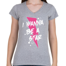 PRINTFASHION Légy sztár - Női V-nyakú póló - Sport szürke női póló