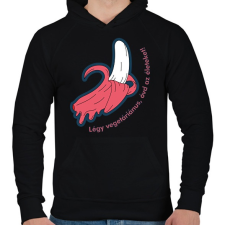 PRINTFASHION Légy vegetáriánus - Férfi kapucnis pulóver - Fekete férfi pulóver, kardigán