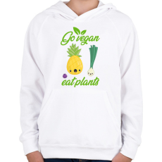 PRINTFASHION Legyél vegán - Gyerek kapucnis pulóver - Fehér