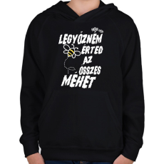 PRINTFASHION Legyőzném érted az összes méhet - páros minta - Gyerek kapucnis pulóver - Fekete