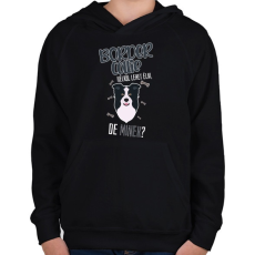PRINTFASHION Lehet élni, de minek? - Border Collie - Gyerek kapucnis pulóver - Fekete