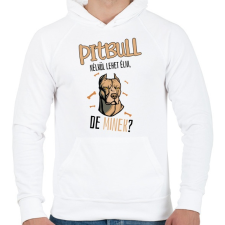 PRINTFASHION Lehet élni, de minek? - Pitbull - Férfi kapucnis pulóver - Fehér férfi pulóver, kardigán