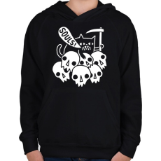 PRINTFASHION Lélekfaló macska - Gyerek kapucnis pulóver - Fekete