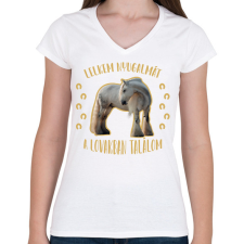 PRINTFASHION Lelkem nyugalma - Női V-nyakú póló - Fehér női póló