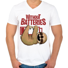 PRINTFASHION Lemerülve - lajhár - Férfi V-nyakú póló - Fehér férfi póló