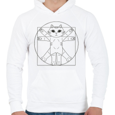 PRINTFASHION Leonardo Da Vinci Macskája - Férfi kapucnis pulóver - Fehér férfi pulóver, kardigán