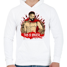 PRINTFASHION Leonidasz - Férfi kapucnis pulóver - Fehér férfi pulóver, kardigán