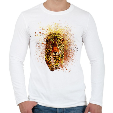 PRINTFASHION leopard abstrakt - Férfi hosszú ujjú póló - Fehér férfi póló