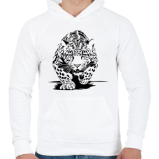 PRINTFASHION leopárd - Férfi kapucnis pulóver - Fehér