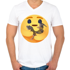 PRINTFASHION Leopárd gekkó - Férfi V-nyakú póló - Fehér