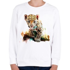 PRINTFASHION leopárd - Gyerek pulóver - Fehér