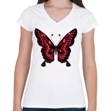 PRINTFASHION Lepke - Női V-nyakú póló - Fehér női póló