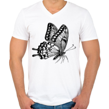 PRINTFASHION Lepke / Pillangó rajz - Férfi V-nyakú póló - Fehér férfi póló
