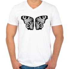 PRINTFASHION Lepkeszárny (fekete-fehér) - Férfi V-nyakú póló - Fehér