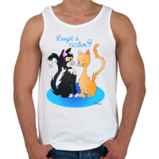 PRINTFASHION Leszel a cicám? - Férfi atléta - Fehér atléta, trikó