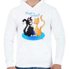 PRINTFASHION Leszel a cicám? - Férfi kapucnis pulóver - Fehér