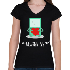 PRINTFASHION Leszel a játszótársam? - Női V-nyakú póló - Fekete