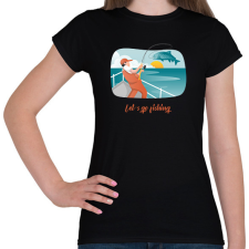 PRINTFASHION Let's go fishing - Női póló - Fekete női póló