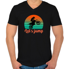 PRINTFASHION Let's jump - Férfi V-nyakú póló - Fekete férfi póló