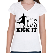 PRINTFASHION Let's kick it - Női V-nyakú póló - Fehér női póló