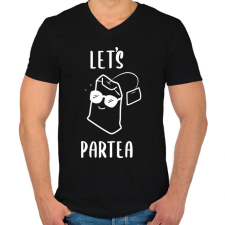 PRINTFASHION Let's ParTEA - Férfi V-nyakú póló - Fekete férfi póló