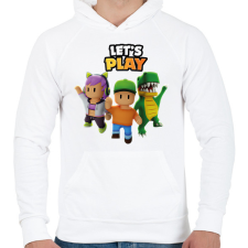 PRINTFASHION Let's play - Stumble - Férfi kapucnis pulóver - Fehér férfi pulóver, kardigán
