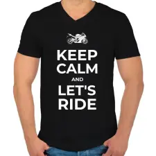 PRINTFASHION LET'S RIDE - Férfi V-nyakú póló - Fekete férfi póló
