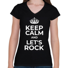 PRINTFASHION LET'S ROCK - Női V-nyakú póló - Fekete