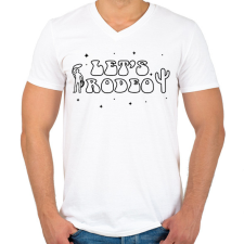 PRINTFASHION Let's rodeo - Férfi V-nyakú póló - Fehér férfi póló