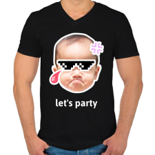 PRINTFASHION lets party - Férfi V-nyakú póló - Fekete férfi póló