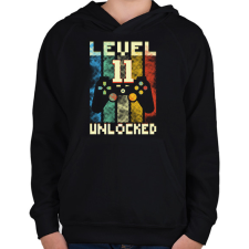 PRINTFASHION Level 11 unlocked - 11. születésnapi ajándék - Gyerek kapucnis pulóver - Fekete gyerek pulóver, kardigán