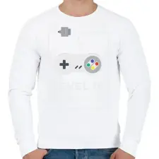 PRINTFASHION Level 15 completed - Férfi pulóver - Fehér férfi pulóver, kardigán