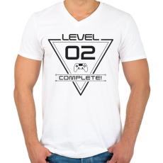 PRINTFASHION level-complete-02-gray - Férfi V-nyakú póló - Fehér
