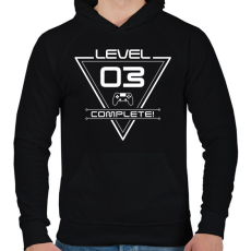 PRINTFASHION level-complete-03-white - Férfi kapucnis pulóver - Fekete