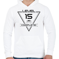 PRINTFASHION level-complete-15-black - Férfi kapucnis pulóver - Fehér