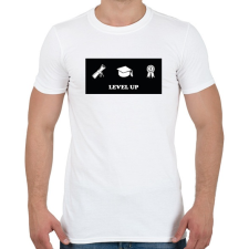 PRINTFASHION Level up - Diplomás minta - Férfi póló - Fehér férfi póló