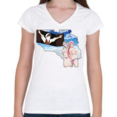 PRINTFASHION Levi Ackerman - Női V-nyakú póló - Fehér