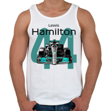 PRINTFASHION Lewis Hamilton 44 autóversenyző - fekete felirat - Férfi atléta - Fehér atléta, trikó