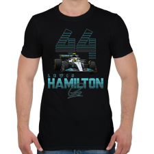 PRINTFASHION Lewis Hamilton - Férfi póló - Fekete férfi póló