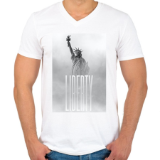 PRINTFASHION Liberty - Férfi V-nyakú póló - Fehér férfi póló
