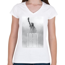 PRINTFASHION Liberty - Női V-nyakú póló - Fehér