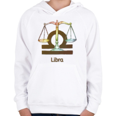 PRINTFASHION Libra színes - Gyerek kapucnis pulóver - Fehér