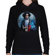 PRINTFASHION Lies of P - Női kapucnis pulóver - Fekete női pulóver, kardigán