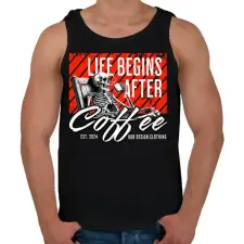 PRINTFASHION Life Begins After Coffee - Férfi atléta - Fekete atléta, trikó