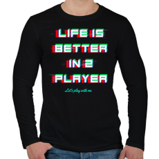 PRINTFASHION LIFE IS BETTER IN 2 PLAYER - Férfi hosszú ujjú póló - Fekete