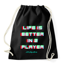 PRINTFASHION LIFE IS BETTER IN 2 PLAYER - Sportzsák, Tornazsák - Fekete tornazsák