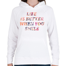 PRINTFASHION LIFE IS BETTER.png - Női kapucnis pulóver - Fehér női pulóver, kardigán