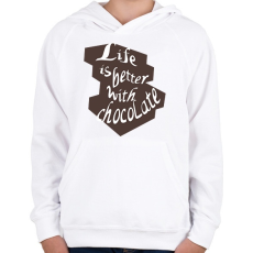 PRINTFASHION life is better with chocolate2 - Gyerek kapucnis pulóver - Fehér